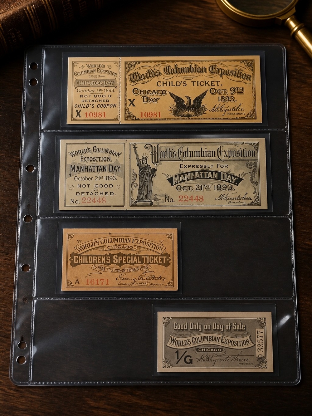 World's Columbian Exposition Vintage Ticket Set - Tan & Cream